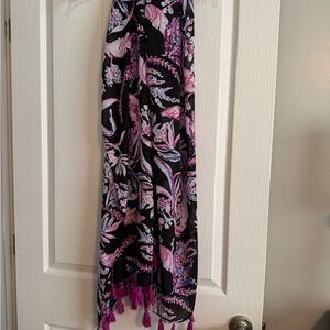 Lilly Pulitzer Black and Pink Floral Scarf